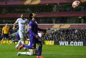 محمد صلاح اثناء مباراة الذهاب امام توتنهام في الدوري الاوروبي الخميس الماضي