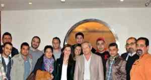 رجل الاعمال نجيب ساويرس مع الاعلامية ليليان داود وطاقم قناة اون تي في ONTV